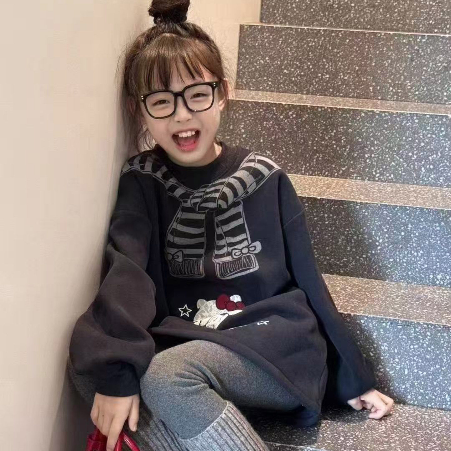 女童秋冬加绒卫衣套装童装新款女孩洋气中长款卫衣外套打底裤两件,淘宝优惠券,粉丝福利购,淘宝优惠卷