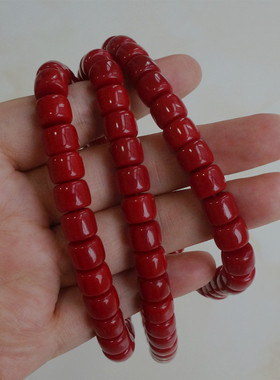 藏风馆 108颗藏式大桶珠红琉璃佛珠 手持念珠 脖挂 礼物