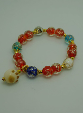 藏风馆甜美炫彩多宝彩色琉璃手链 时尚百搭本明年手串 旅游礼物