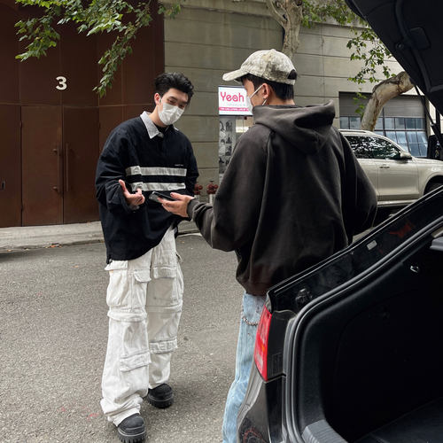 现货 GRAILZ LEARL GR23SS做旧破坏polo长袖OS双层衬衫领卫衣外套 - 图3