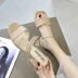 Mùa hè 2019 phiên bản Hàn Quốc mới của nàng tiên hở ngón đa năng màu đỏ lưới với giày dày đi dép lê hai quai - Sandal