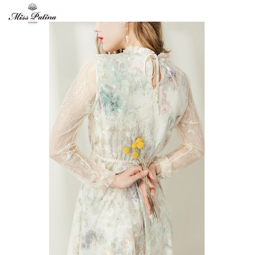 MP文艺复兴 英伦古典华丽蕾丝浪漫女神修身连衣裙可选长短款 - 图3