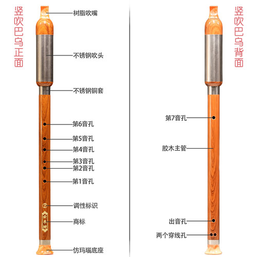 F调G调树脂仿红木仿黑檀木竖吹巴乌乐器云乐坊入门乐器学生初学者 - 图3