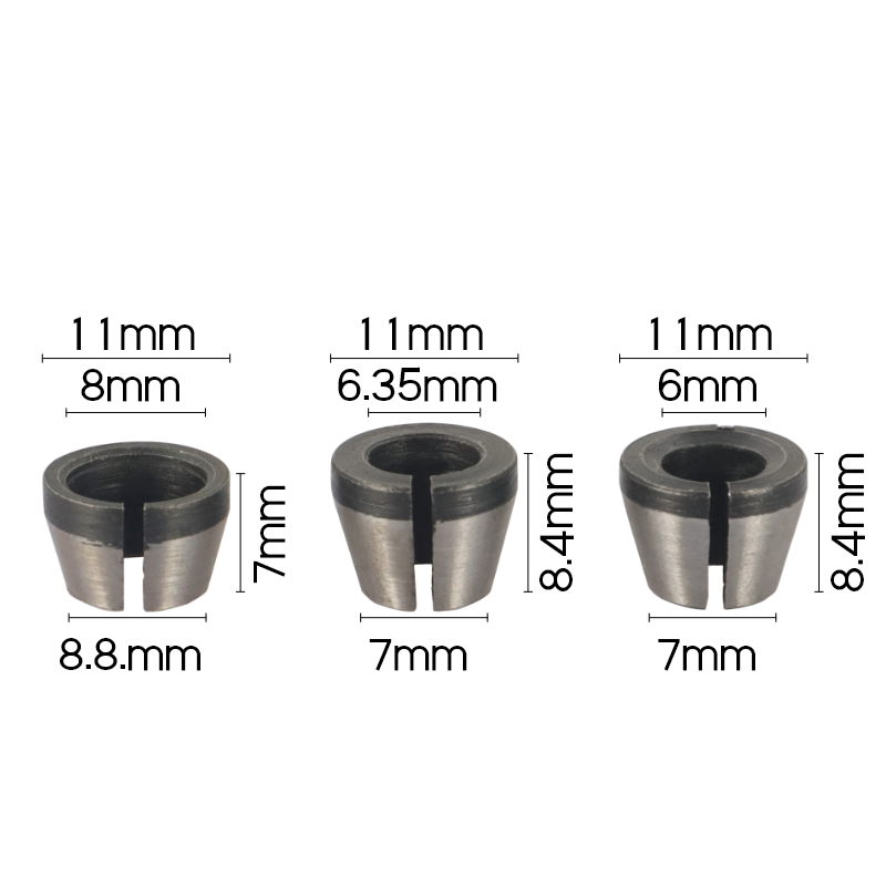 雕刻机螺帽转换夹头修边机夹头转换套木工铣刀具夹头6mm1/4柄8mm