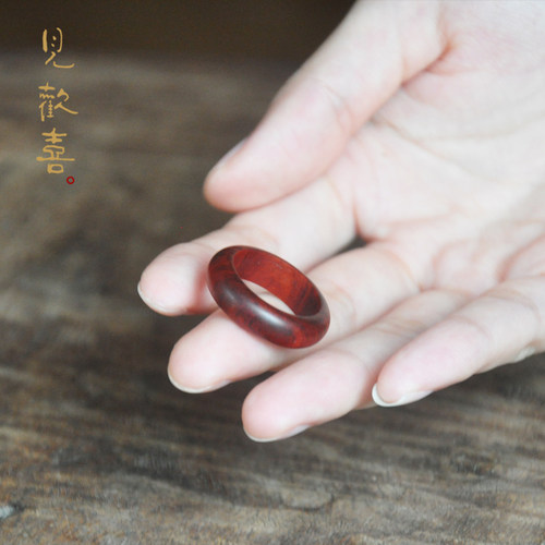禅木匠 天然木质戒指情侣黑檀绿檀红木紫檀木对戒男女款定制刻字 - 图1
