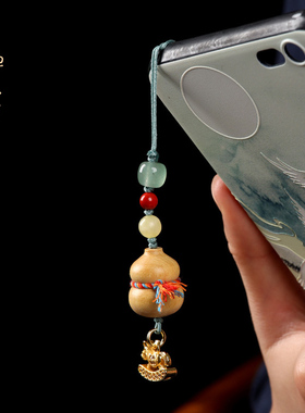禅木匠藏式金丝檀葫芦手机链吊坠