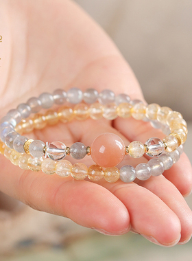 【曦月流光】天然月光石黄水晶