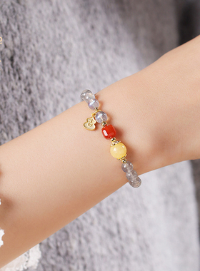 【小灵光】天然月光石莲花手串