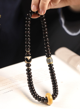 禅木匠黑檀木藏式双圈手链