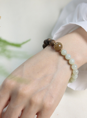 禅木匠达拉干沉香和田玉手链