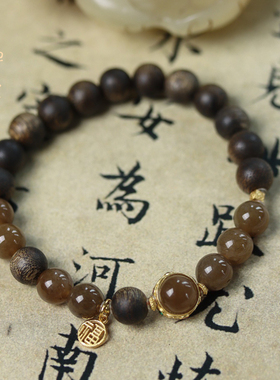 禅木匠达拉干沉香糖料和田玉手串