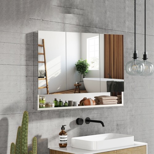 澳思美浴室镜柜不锈钢挂墙式带置物架小户型洗手间化妆镜箱镜子 - 图2