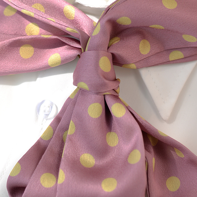 复古时尚波点长形丝巾女春秋时尚百搭装饰领结手打领巾细窄飘带潮 - 图2