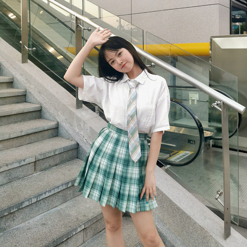 【霖悦君】JK原创笼中兔领带女制服衬衫配饰DK领带浅绿手打提花潮 - 图0