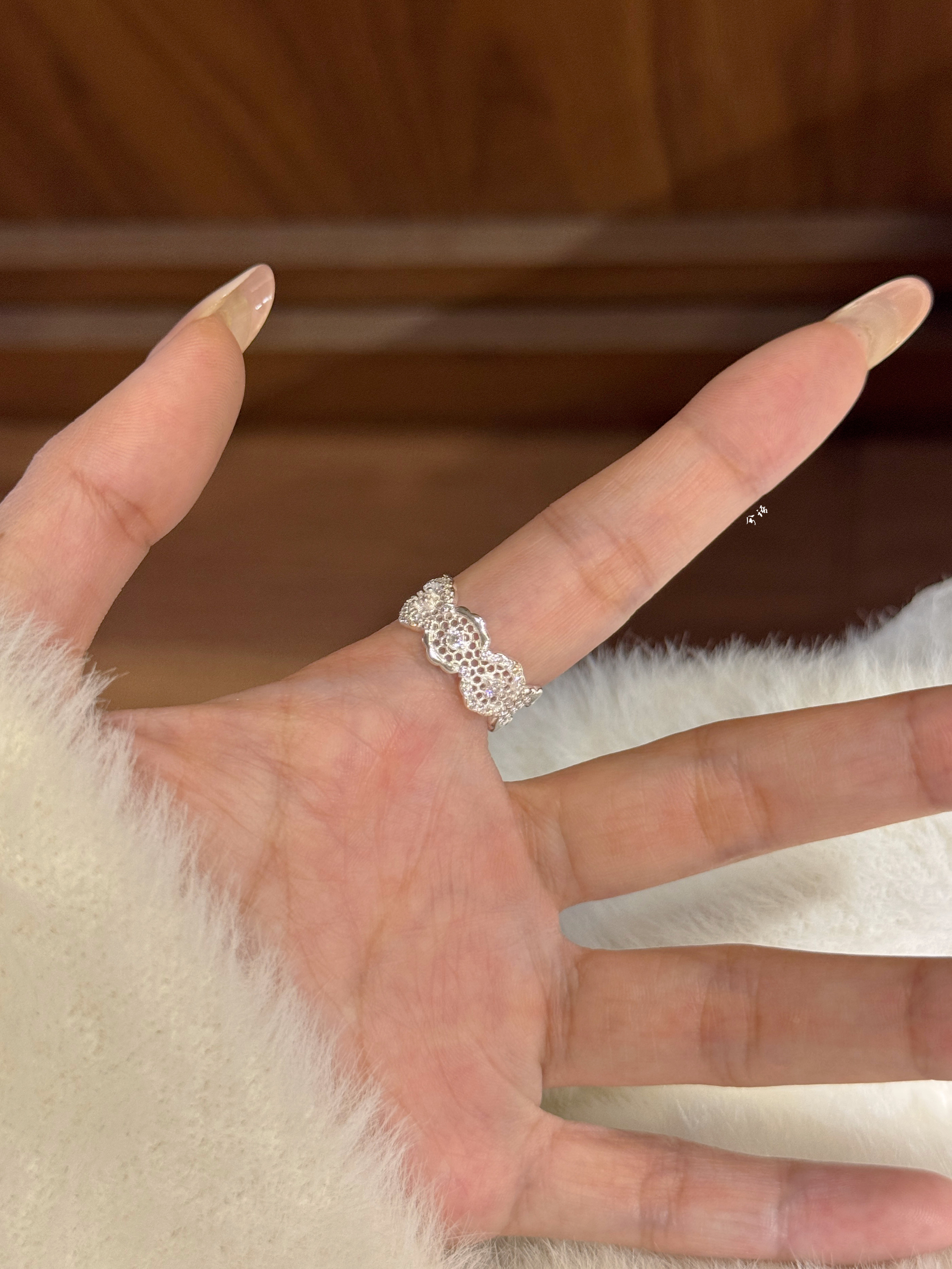 Xiyu Zhiying Lace Pure Silver 99 Sterling Silver Ring New Chinese Style Niche Cool Temperament Versatile Silver Jewelry