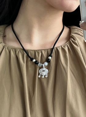 足银999平安锁女项链轻奢小众镂空锁骨项链长命锁吊坠生日礼物