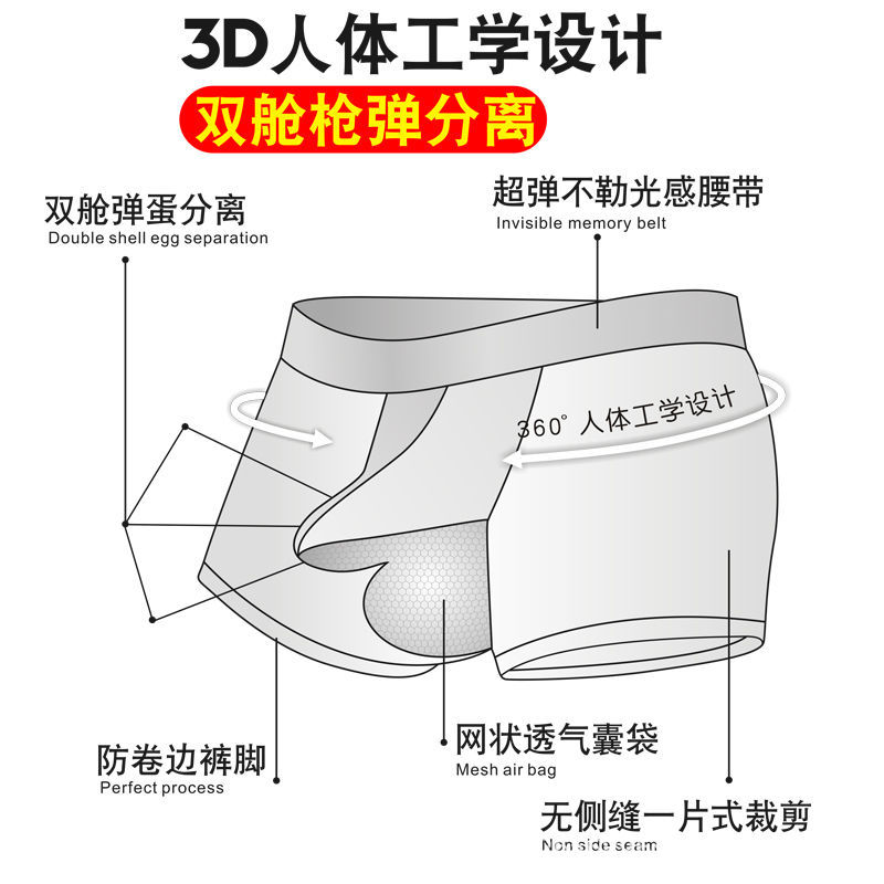 男士内裤枪弹分离莫代尔托囊袋大码男平角裤衩透气舒服美观大方-图2