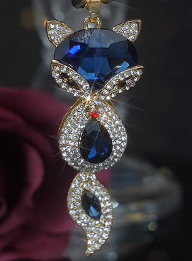 秋冬新款水晶狐狸毛衣链长款镶钻流苏项链高级感时尚百搭衣服挂件