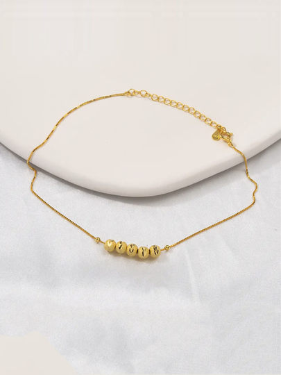 五福临门金色豆豆脚链钛钢不掉色小众设计感气质轻奢转运珠脚环女