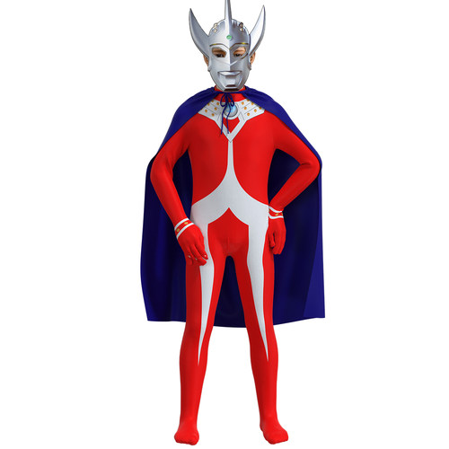 奥特曼衣服2023新款男儿童cosplay超人泰罗奥特曼服装图案连体衣 - 图1