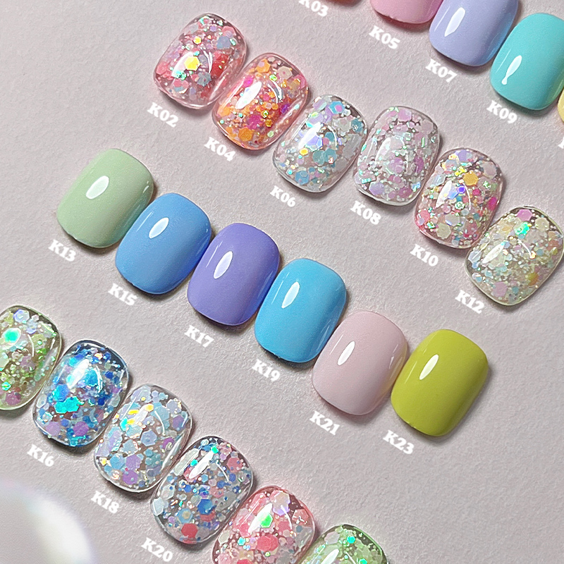 春夏显白马卡龙色流行色XIHUI希绘椿樱甜甜圈24色甲油胶爆闪亮片 - 图2