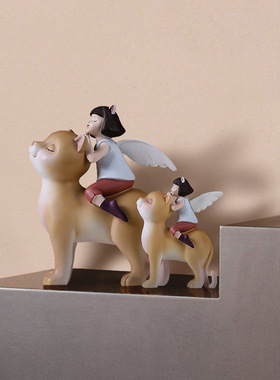 文艺风居家手工树脂猫咪少女摆件