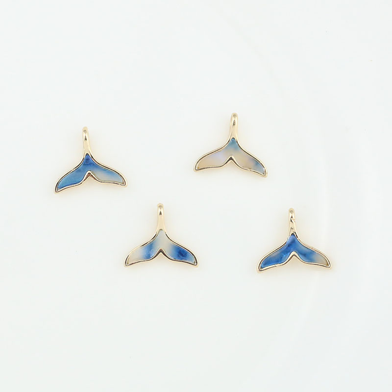 18k真金珍珠贝壳滴胶白贝母鱼尾diy手链耳饰项链锁骨链吊坠配件 - 图3