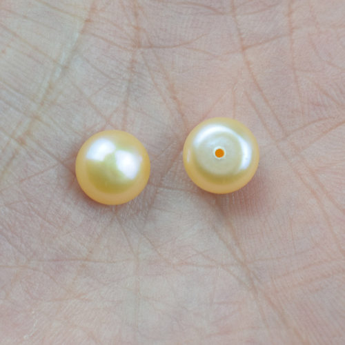 天然淡水珍珠面包珠半孔馒头珍珠戒面耳钉花心珠diy散珠服饰配件 - 图2