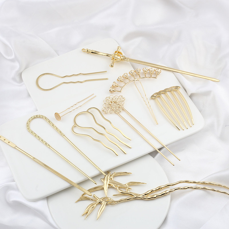 电泳保色纯铜U形发簪发梳发钗主体diy古风头饰步摇流苏饰品配件,淘宝优惠券,粉丝福利购,淘宝优惠卷