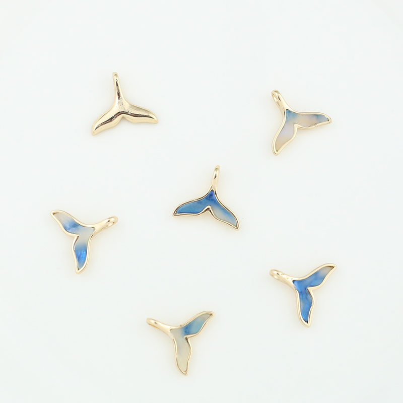 18k真金珍珠贝壳滴胶白贝母鱼尾diy手链耳饰项链锁骨链吊坠配件 - 图2