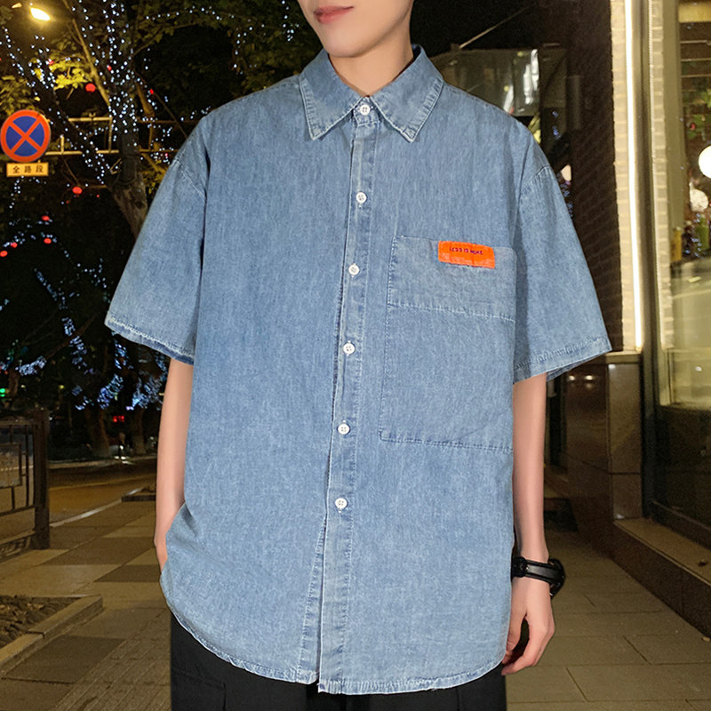 网红很仙的牛仔男痞帅潮牌ins衬衫 ccmkhf衬衫