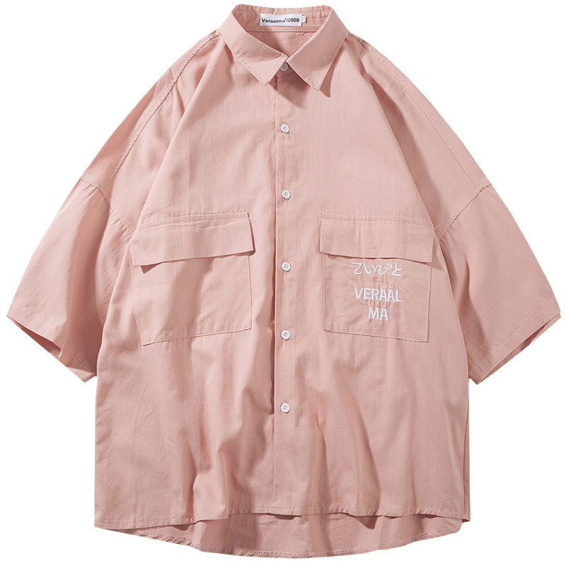 情侣短袖男夏季工装宽松潮ins衬衫 ccmkhf衬衫