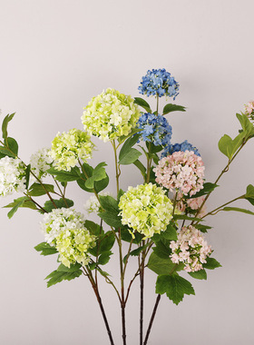 仿真5头雪球花批发 婚庆摆件绢花家居装饰花艺 多色木绣球仿真花