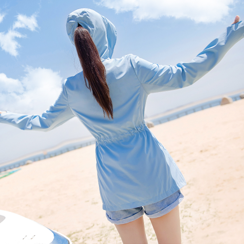 2021新款防晒衣女夏季韩版中长款百搭防晒服薄款外套女夏天防晒衫高清大图