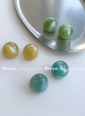 日常果冻光泽感百搭立体彩球耳环