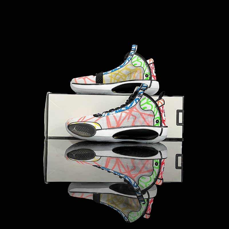 耐克Nike Air Jordan 34 Infrared 女子舒适镂空篮球鞋DA4450-100 - 图1