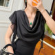 Feijie Customized 2026 Swing Collar Satin Chiffon Shirt Women's Summer Temperament Ruffled Ribbon Feifei Sleeve Slim Top