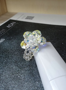 水晶手工编织花朵饰品礼物戒子