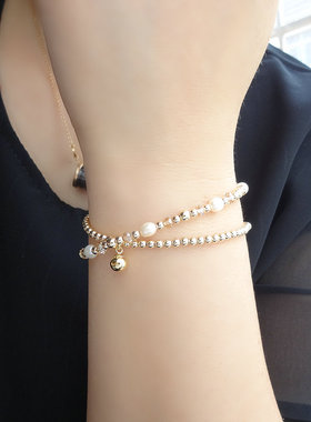 水晶双层珍珠细款情人节礼物手串