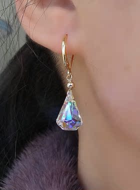 耳环韩版水晶14K金耳饰耳坠耳圈
