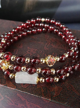 石榴石多层送女友生日礼物首饰品