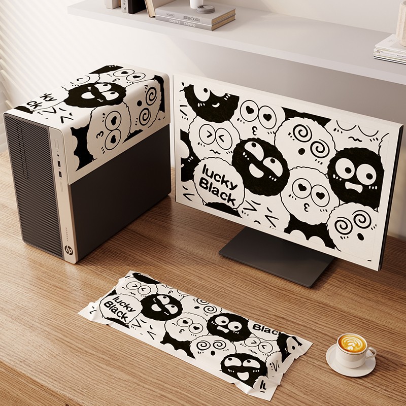 台式电脑防尘罩盖布27寸防护主机箱显示器屏幕机械键盘保护套布 - 图0