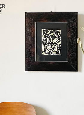 中古小众高级感轻奢装饰画客厅玄关沙发复古黑胶实木艺术小众挂画