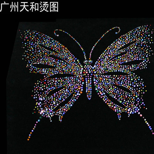 超闪彩蝴蝶烫图衣服烫钻图案贴成品大图 贴钻服装辅料DIY饰品定制 - 图0