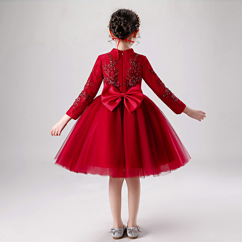 女童晚礼服白色公主裙新中式立领蓬蓬纱高定演出服小花童婚纱轻奢,淘宝优惠券,粉丝福利购,淘宝优惠卷