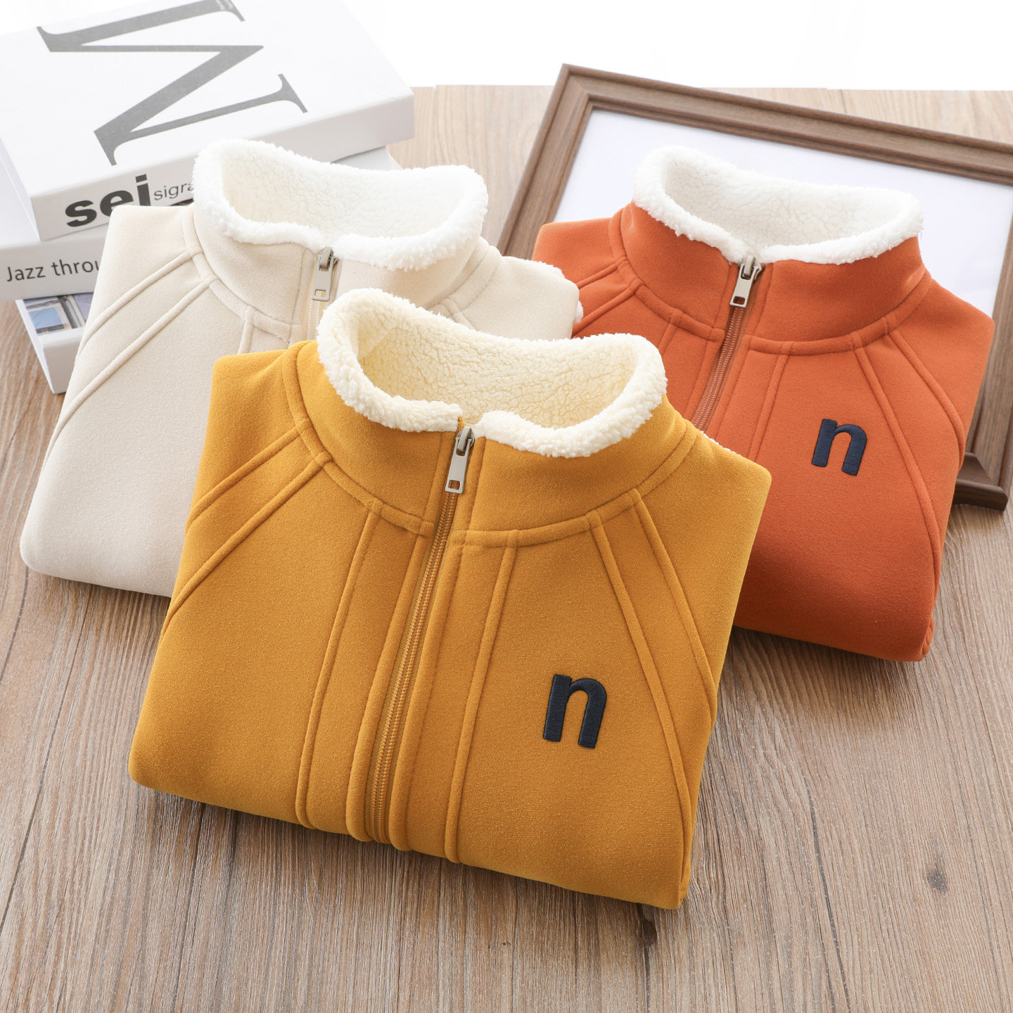 男童加绒羊羔毛外套卫衣秋冬2025新款中大童保暖防风立领拉链上衣,淘宝优惠券,粉丝福利购,淘宝优惠卷