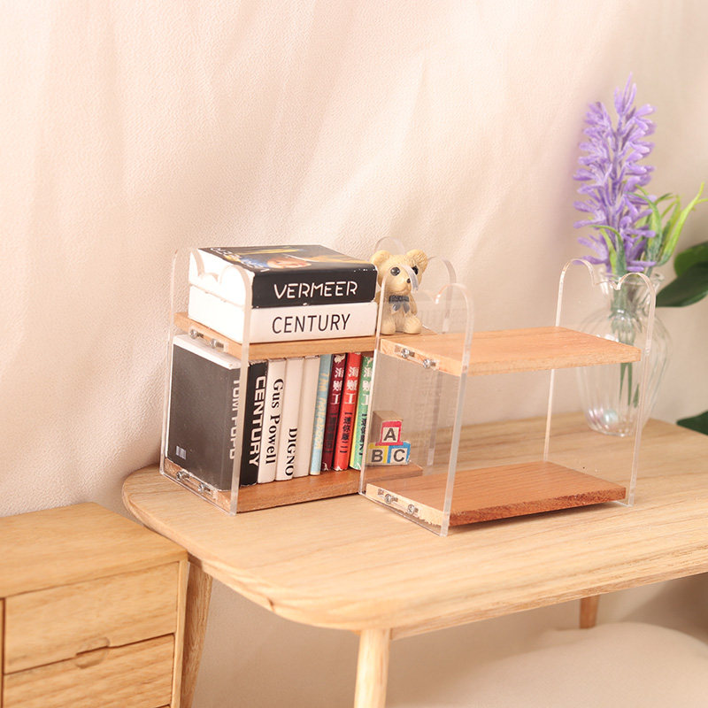 里左拉微缩食玩透明书架桌面收纳架展示柜1:12分ob11娃娃屋家具,淘宝优惠券,粉丝福利购,淘宝优惠卷