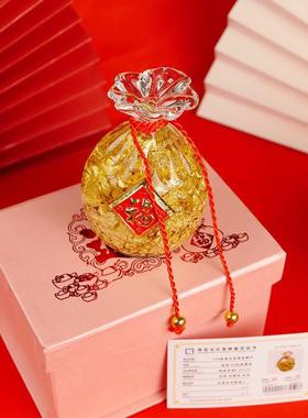 金箔水晶聚宝盆福袋葫芦元宝摆件