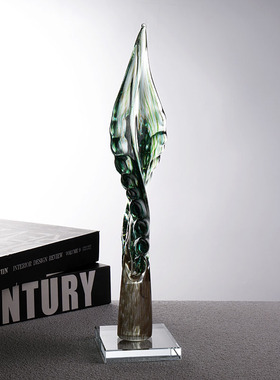 轻奢艺术树叶摆件琉璃工艺品家用送礼客厅博古架玄关桌面装饰品