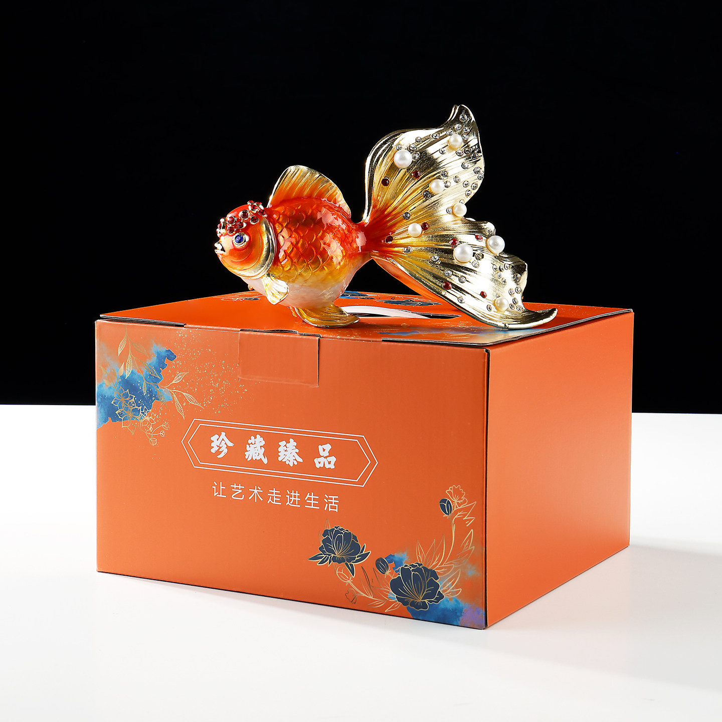 年年有余珐琅彩金鱼摆件入户玄关客厅轻奢艺术桌面装饰品乔迁礼物,淘宝优惠券,粉丝福利购,淘宝优惠卷